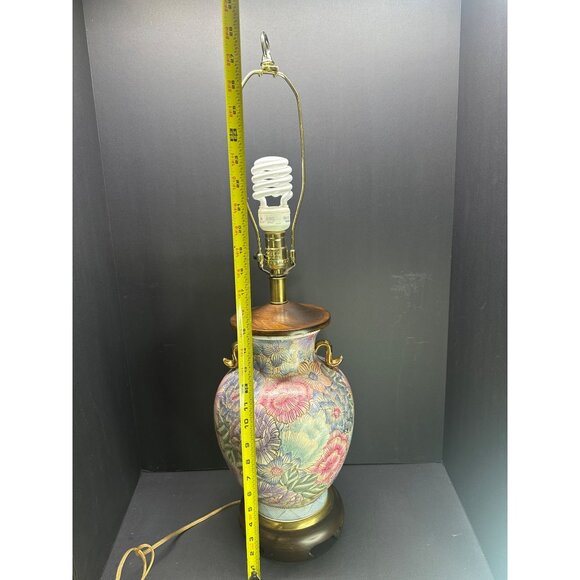 Vtg Frederick Copper Style Floral Table Lamp Urn Ginger Jar Style 28" Tall Works - Picture 9 of 11